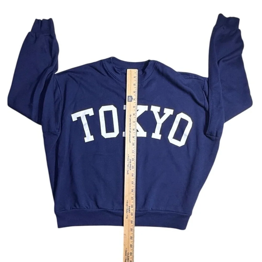 Wild Fable Tokyo Graphic Sweatshirt Navy Blue Crewneck Pullover Small-2226 - Picture 6 of 6